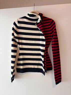 MONSE Deconstructed Striped Wool Sweater — XS